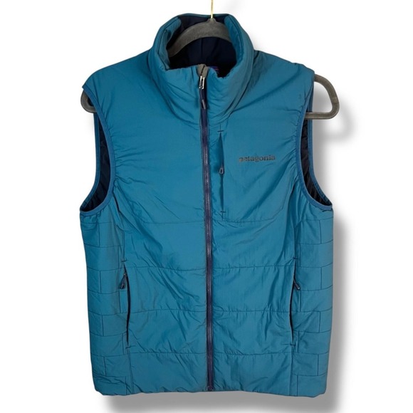 Patagonia Vest Mens Small Blue Insulated Full Zip Outdoor Hiking Lightweight S - Picture 1 of 10